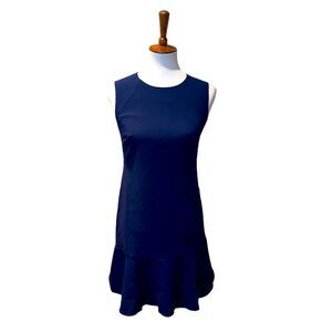 Lark & Ro navy blue sleeveless fitted shift dress peplum 2 4 xs small